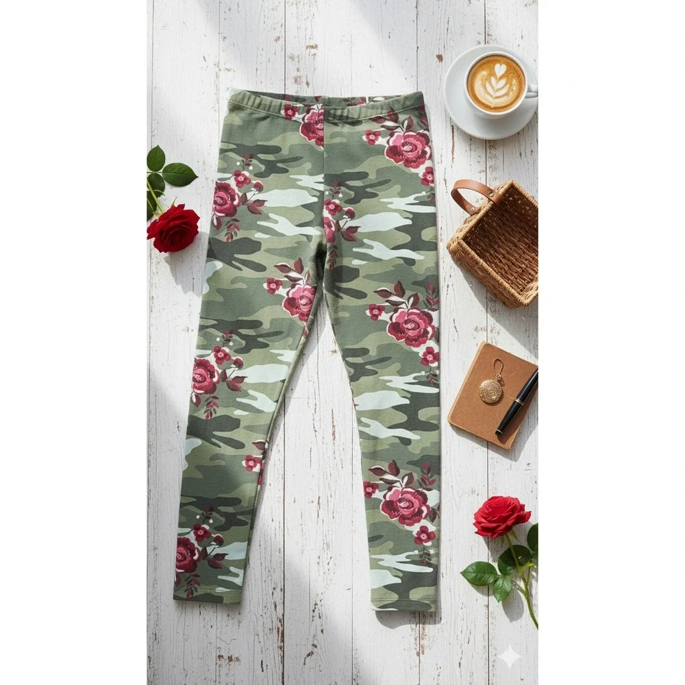 Wonder Nation Girls Camouflage Rose Print Leggings Size L 10 12‎